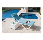 WHITE SINGLE STACKABLE SUNLOUNGER WITH SIDE TABLE