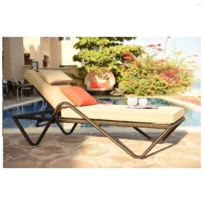 WHITE SINGLE STACKABLE SUNLOUNGER WITH SIDE TABLE