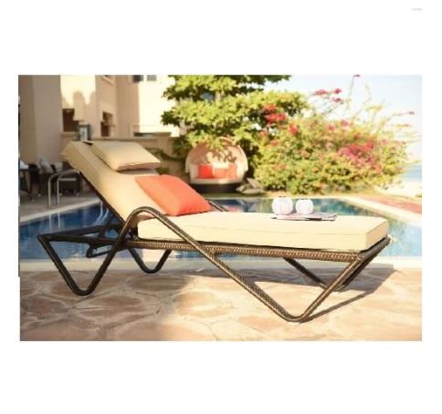 WHITE SINGLE STACKABLE SUNLOUNGER WITH SIDE TABLE