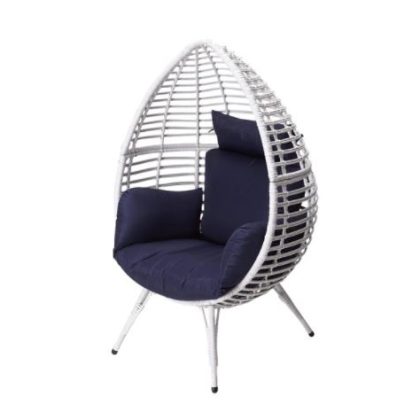 White Peaktop Patio Wicker Egg Chair