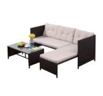 Goplus 3 PCS Rattan Lounge Chaise Cushioned Patio Set