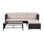 Goplus 3 PCS Rattan Lounge Chaise Cushioned Patio Set