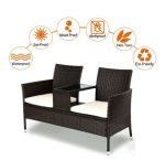 Costway Patio Rattan Sofa Love-seat Table Chairs