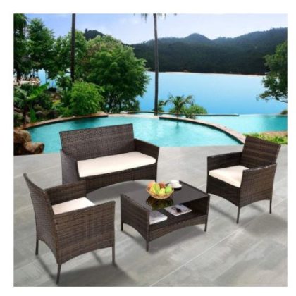 Costway 4 PCS Outdoor Patio Rattan Furniture Set