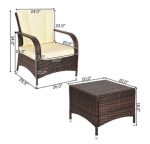 Costway 3PCS Outdoor Patio Rattan Wicker Furniture Set