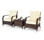 Costway 3PCS Outdoor Patio Rattan Wicker Furniture Set