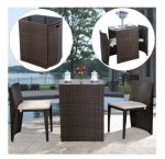 Zimtown 3 PCS Cushioned Outdoor Rattan Patio Set