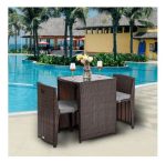 Zimtown 3 PCS Cushioned Outdoor Rattan Patio Set