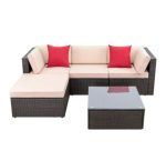 Walnew 5 Pieces Outdoor Rattan Sectional Sofa