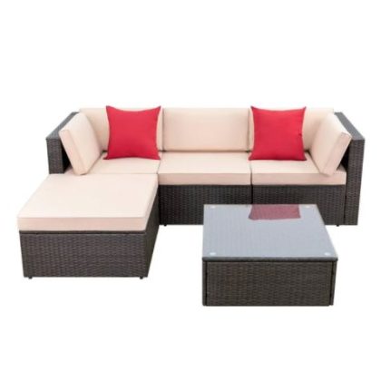 Walnew 5 Pieces Outdoor Rattan Sectional Sofa