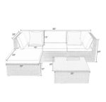 Walnew 5 Pieces Outdoor Rattan Sectional Sofa