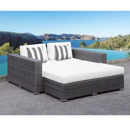Roslindale 2 Piece Patio Daybed with Cushions - Brown