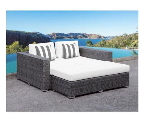 Roslindale 2 Piece Patio Daybed with Cushions - Brown