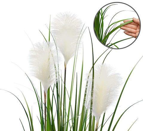 FAKE REED GRASS PLANTS WITH WHITE FLOWERS INDOOR DECOR