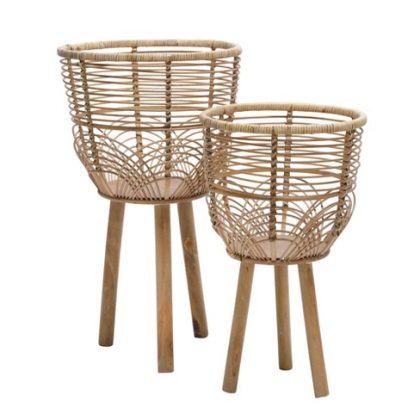 Wicker Planter With Stand