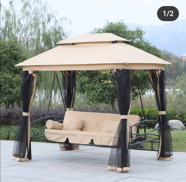 3 in 1 Patio Swing Gazebo Daybed Hammock Outdoor Furniture