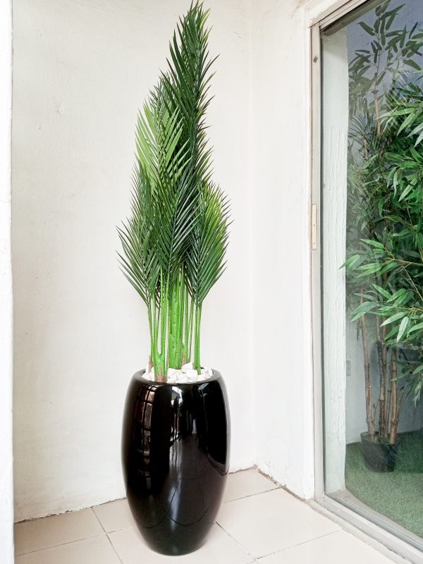 Five Stem Artificial Palm Plant Potted With a Fiberglass Pot - Height 192cm