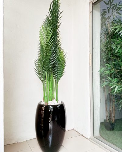 Five Stem Artificial Palm Plant Potted With a Fiberglass Pot - Height 192cm