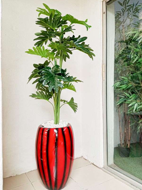 Artificial Taro Plant Potted With A Fiberglass Pot - Height 180cm