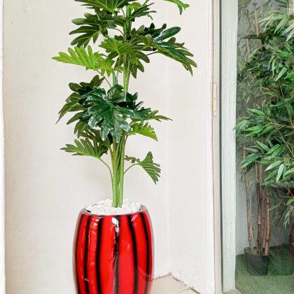 Artificial Taro Plant Potted With A Fiberglass Pot - Height 180cm