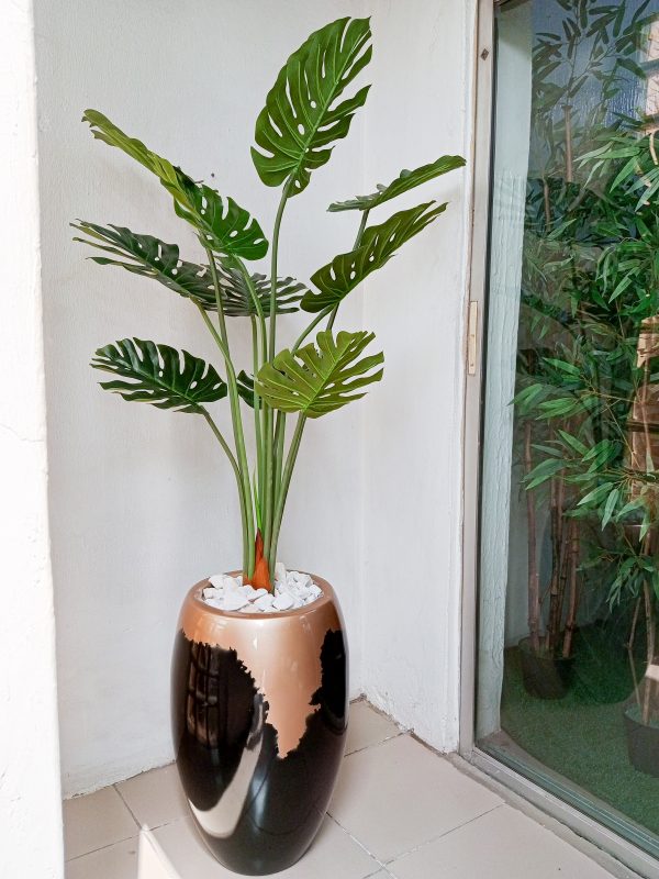 Artificial Monstera Plant Potted With a Fiberglass Pot - Height 174cm