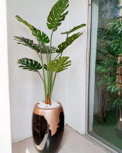 Artificial Monstera Plant Potted With a Fiberglass Pot - Height 174cm