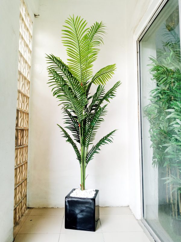 Artificial Potted Combo Palm Plant With A Fiberglass Pot - 230cm Height