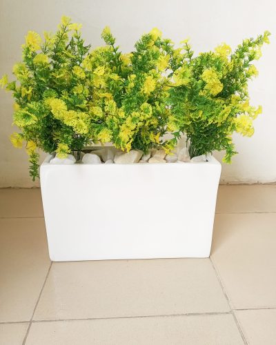 Three Artificial Vines Potted In a White Fiberglass Pot - Height 50cm