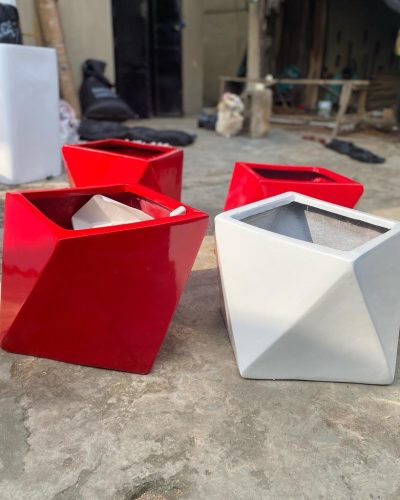 PENTAGON FIBERGLASS FLOWER PLANTERS FOR INTERIOR DECOR