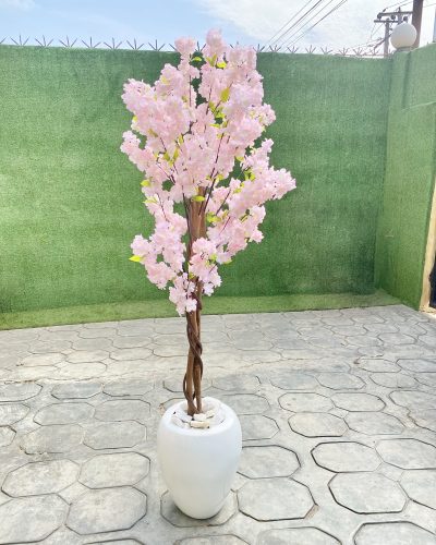 Synthetic Cherry Blossom Plants Potted With Apple Fiberglass Flower Pot
