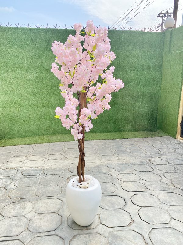 Synthetic Cherry Blossom Plants Potted With Apple Fiberglass Flower Pot