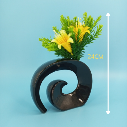 Synthetic Tabletop Flower In Comma Vase