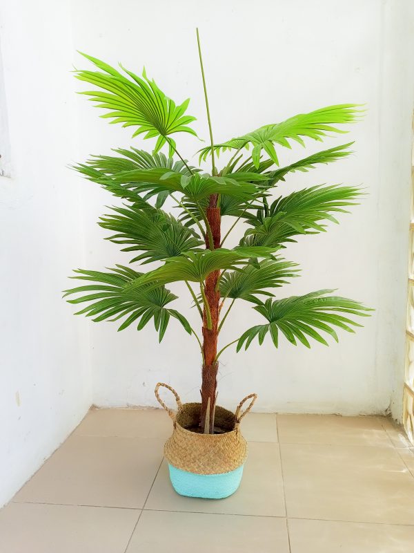 Fake Palm Plant In Seagrass Basket - Height 120cm