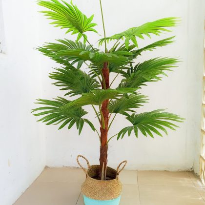 Fake Palm Plant In Seagrass Basket - Height 120cm