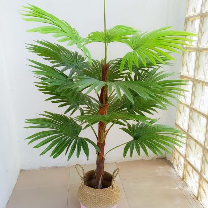 Fake Palm Plant In Seagrass Basket - Height 120cm