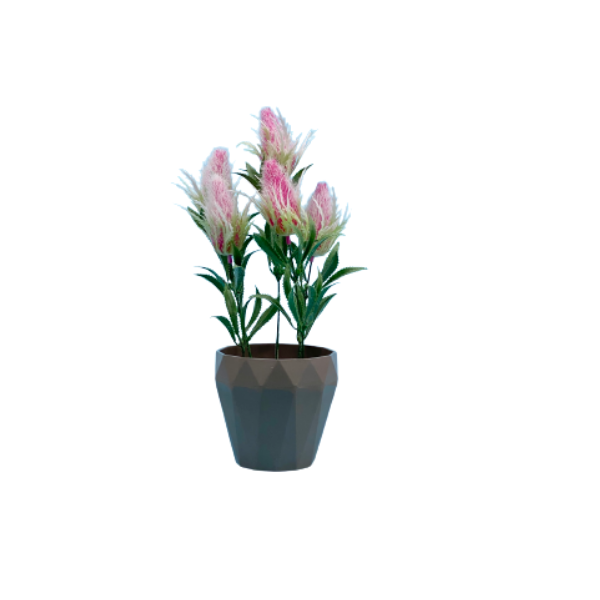 Tabletop Ceramic Vase With Colorful Vein Flowers | Grey vase