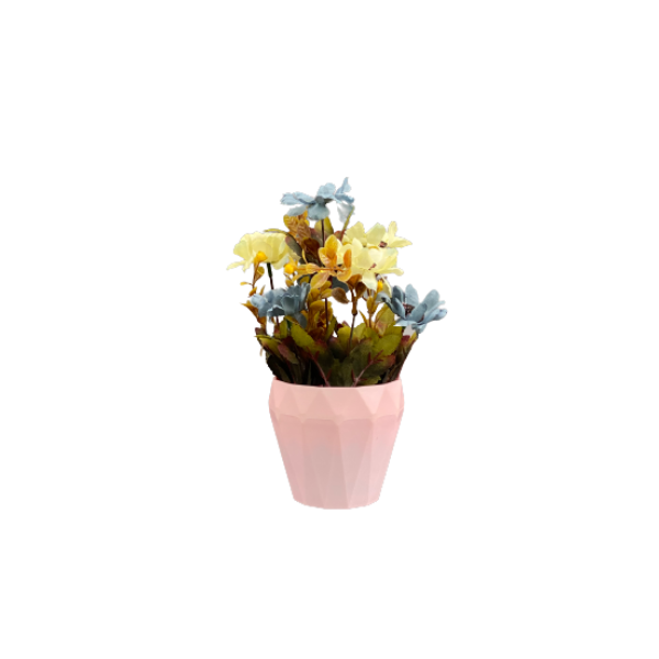 Tabletop Ceramic Vase With Colorful Vein Flowers | Pink vase