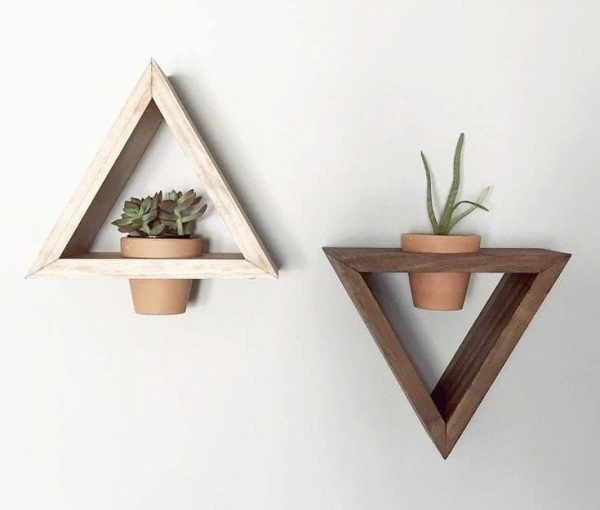 Wooden Triangle Flower Vases For Interior Home decoration