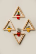 Wooden Triangle Flower Vases For Interior Home decoration