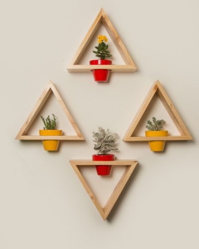 Wooden Triangle Flower Vases For Interior Home decoration