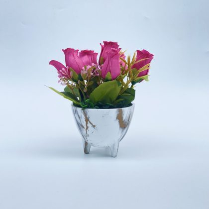 Tea Rose Flower With Ceramic Vase For Interior Design|pink