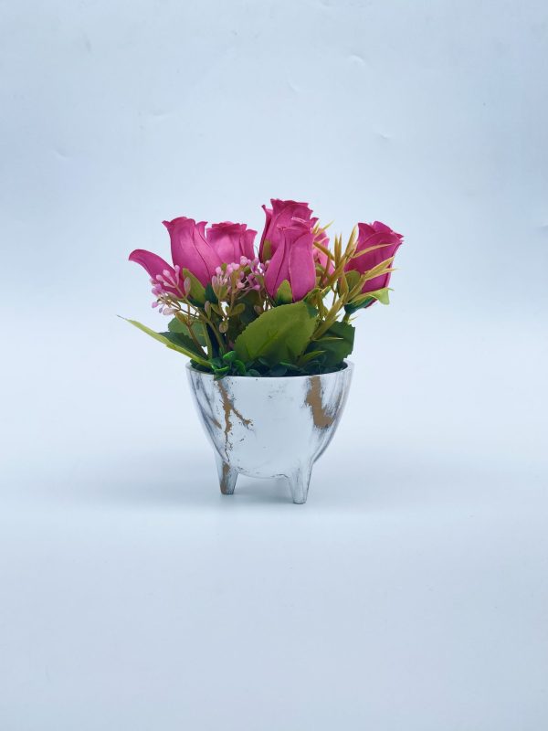 Tea Rose Flower With Ceramic Vase For Interior Design|pink