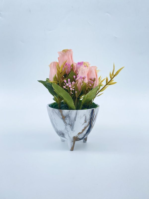 Tea Rose Flower With Ceramic Vase For Interior Design|peach