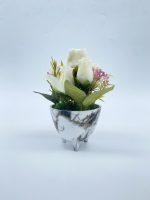Tea Rose Flower With Ceramic Vase For Interior Design|milk