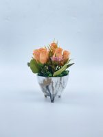 Tea Rose Flower With Ceramic Vase For Interior Design|orange