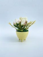 Tea Rose Flower With Ceramic Vase For Interior Design|Milk