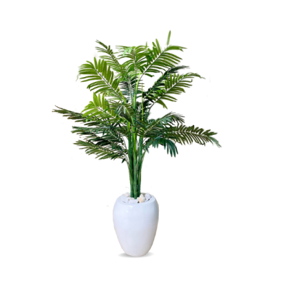 Synthetic Palm Plant Potted With Apple Fiberglass Flower Pot - Height: 135cm