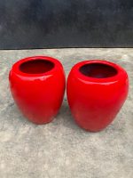 LIGHTWEIGHT FIBERGLASS FLOWER VASES - (APPLE SHAPE VASE)