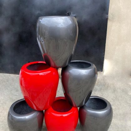 LIGHTWEIGHT FIBERGLASS FLOWER VASES - (APPLE SHAPE VASE)