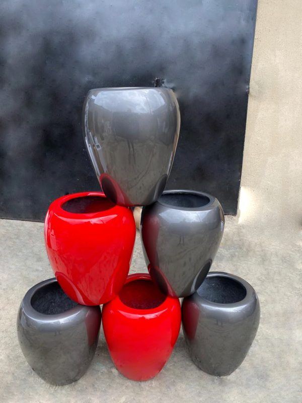 LIGHTWEIGHT FIBERGLASS FLOWER VASES - (APPLE SHAPE VASE)